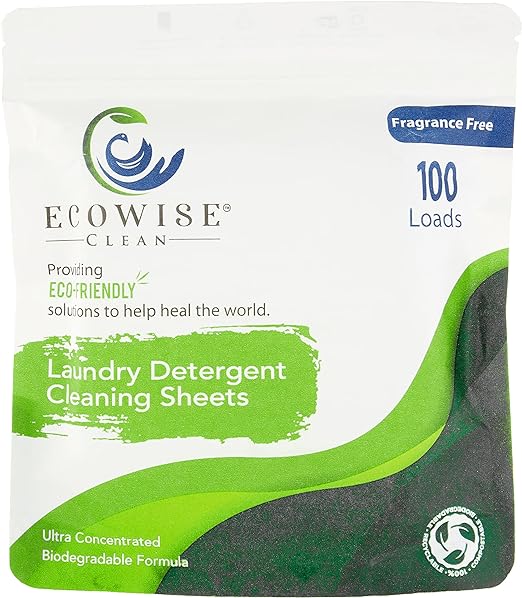 Ecowise Clean - Laundry Detergent Sheets Eco-Friendly Strips, Concentrated Biodegradable Washer Sheets