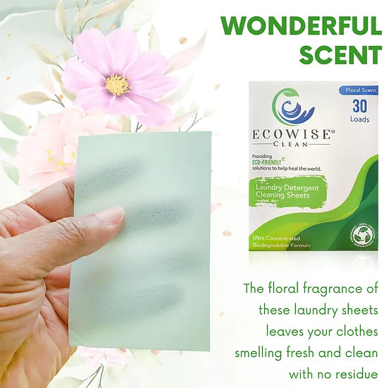 Ecowise Clean - Laundry Detergent Sheets Eco-Friendly Strips, Concentrated Biodegradable Washer Sheets