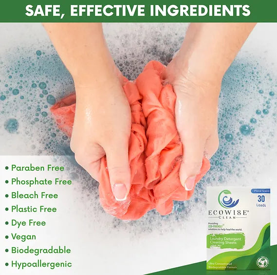 Ecowise Clean - Laundry Detergent Sheets Eco-Friendly Strips, Concentrated Biodegradable Washer Sheets