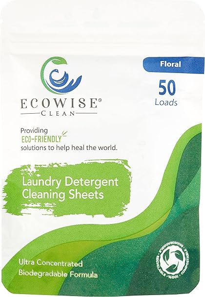 Ecowise Clean - Laundry Detergent Sheets Eco-Friendly Strips, Concentrated Biodegradable Washer Sheets